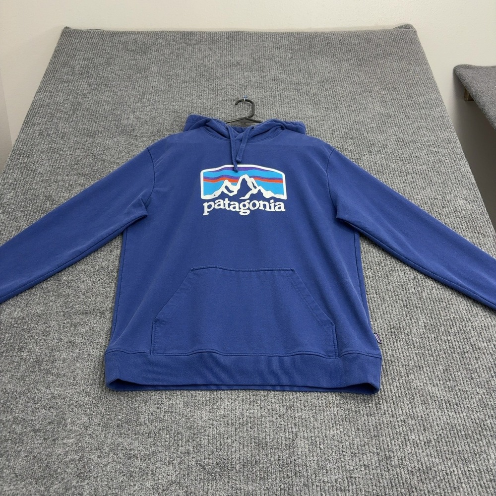 Patagonia Hoodie Mens L Blue Recycled Polyester Cotton Logo Uprisal Gorpcore